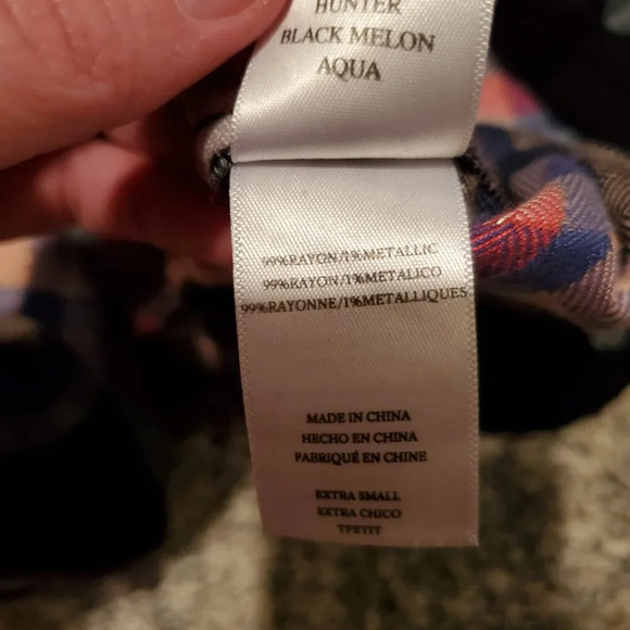 Rails Hunter Plaid Button Down Shirt Black Melon Aqua XS - Picture 3 of 6